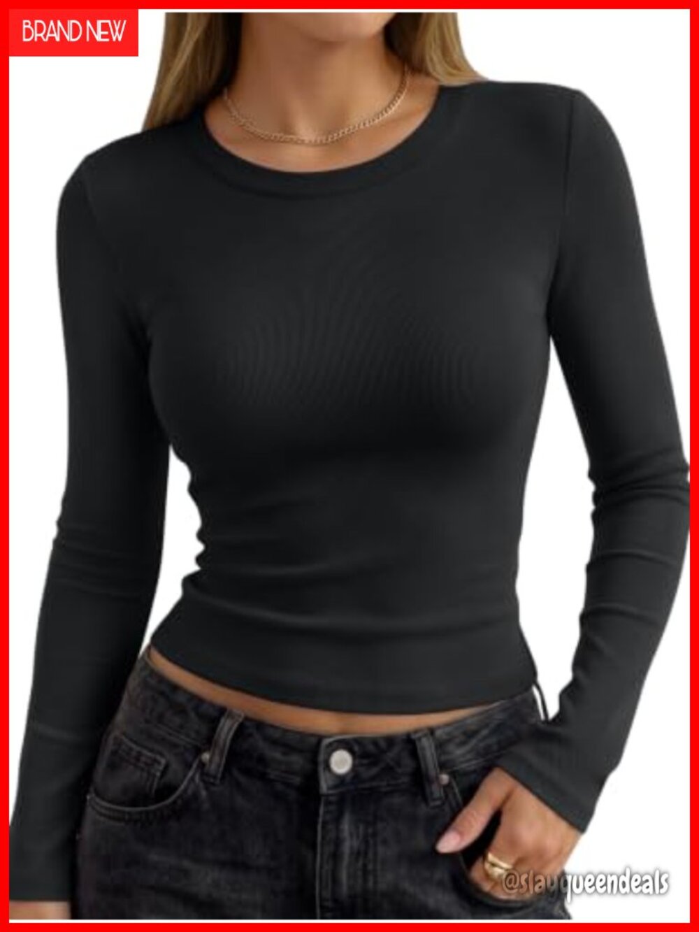 Women's Rayon Spandex Long Sleeve T-Shirt Crew Neck Slim Fit